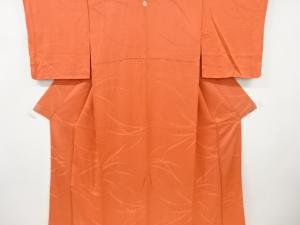 リサイクル　草葉模様織り出し一つ紋色無地着物